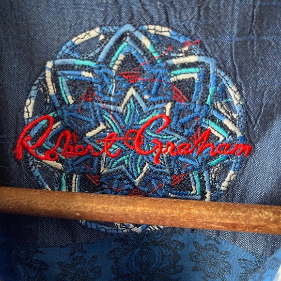 Robert Graham Long Sleeve Button Up blue flip cuff Paisley Shirt Size 2XL - Picture 4 of 14